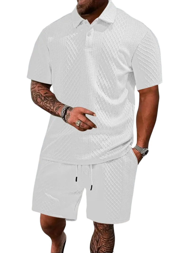 Men's Polo Shirt and Drawstring Shorts Set