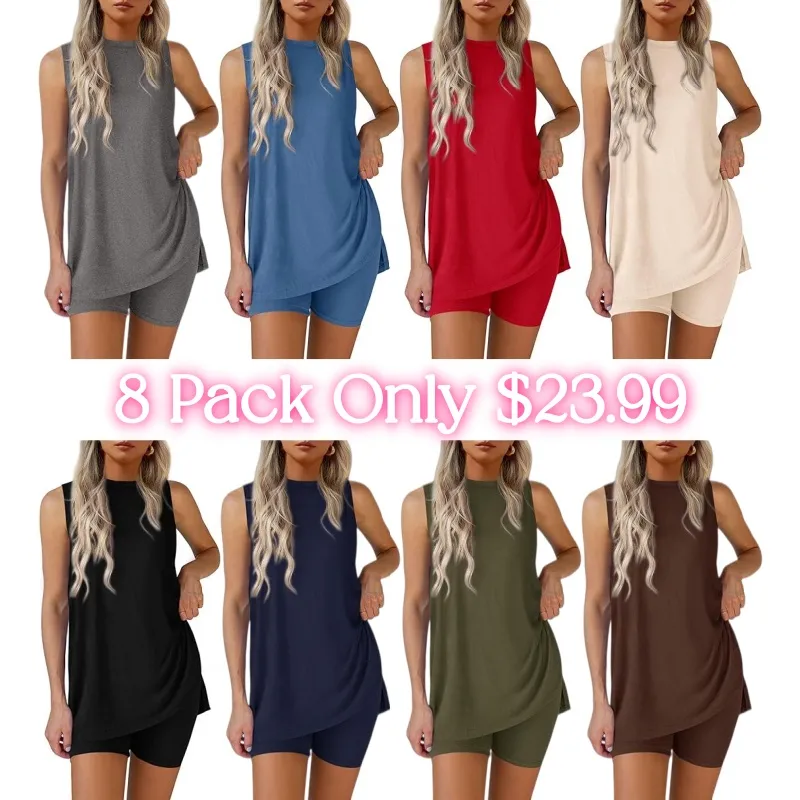 🔥Sleeveless Crewneck Women's 2 Piece Sets
