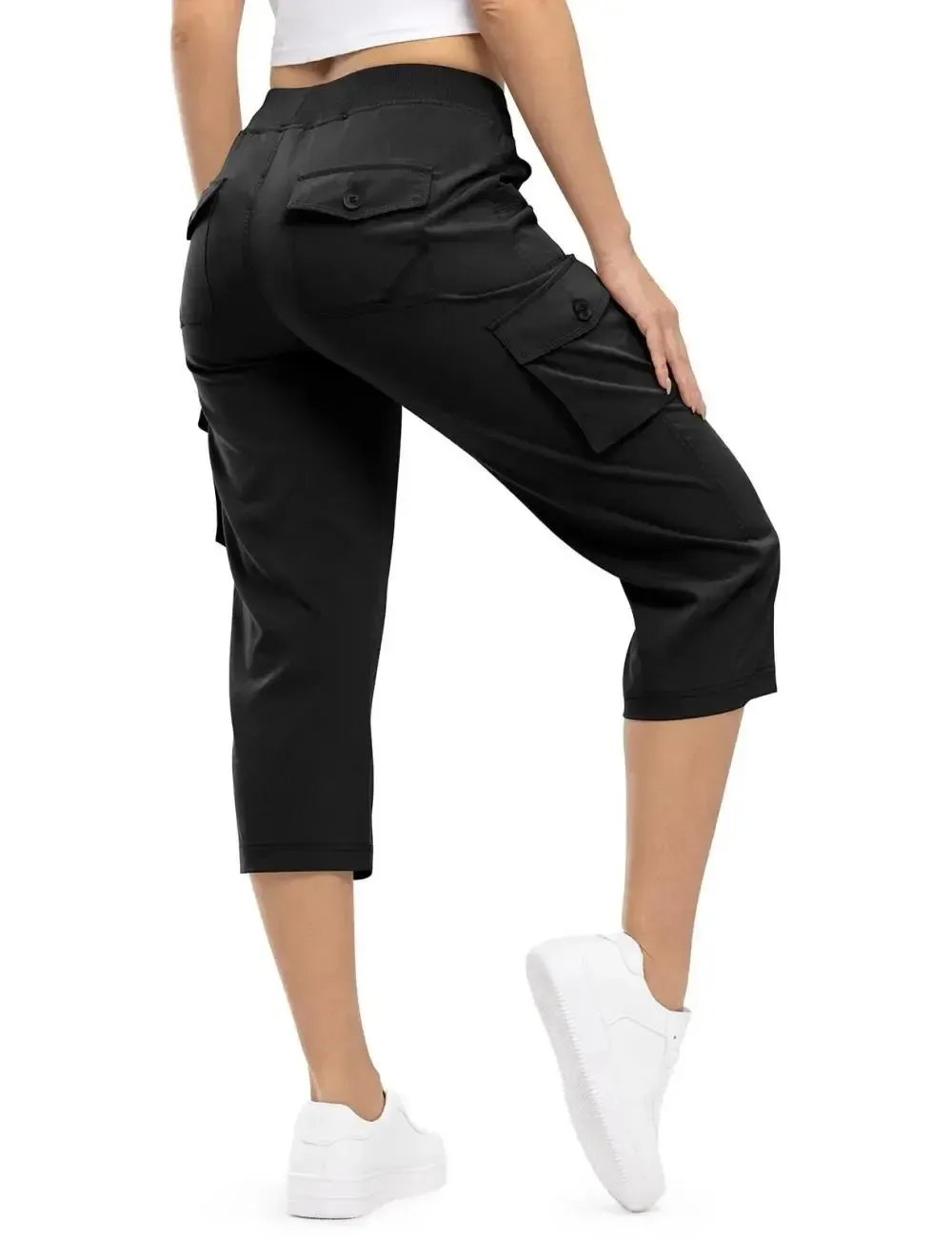 🔥Last day promotion🔥Womens Cargo Capris Lightweight Hiking Pants Shorts Cropped Cotton