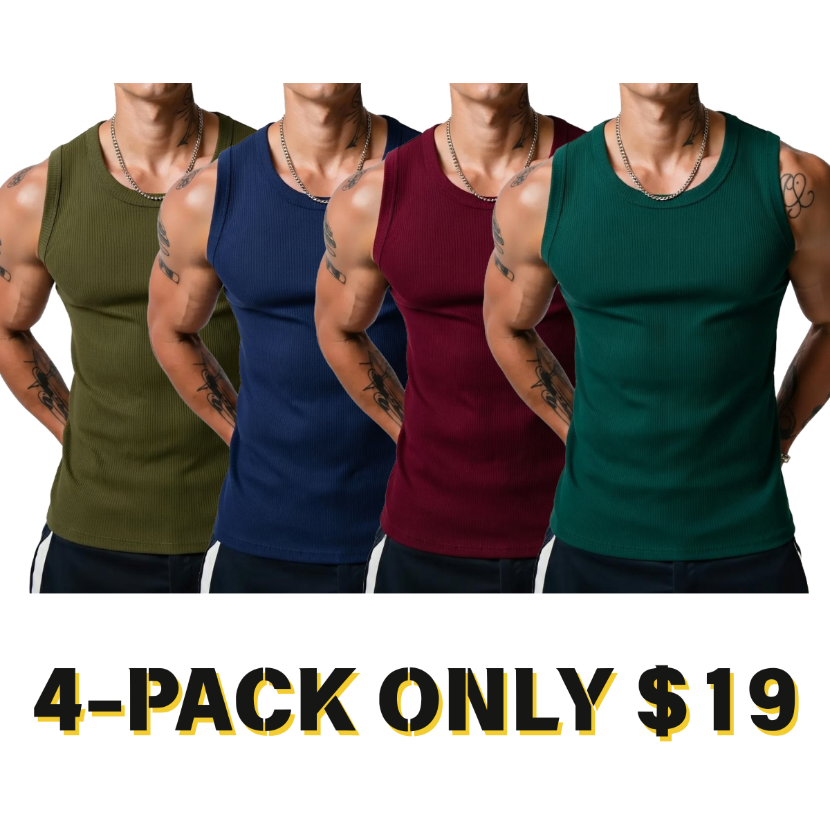 Men’s Wide Strap Ribbed Tank Top