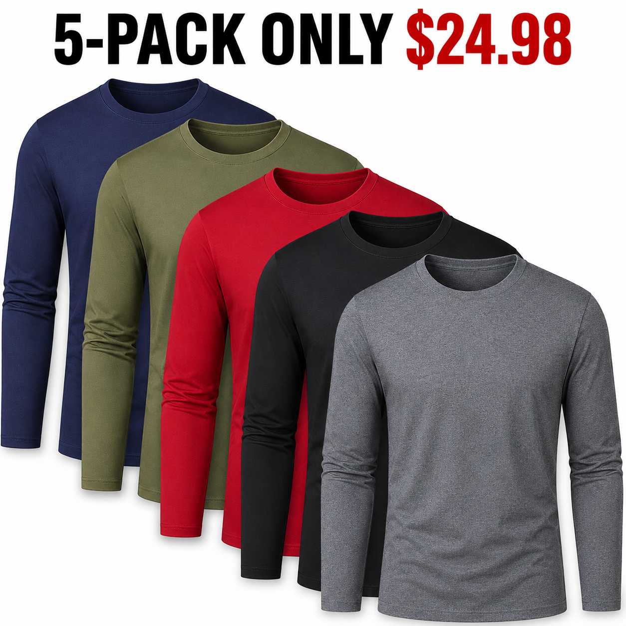 Men's Long Sleeve Casual Round Neck Tee - Regular Fit