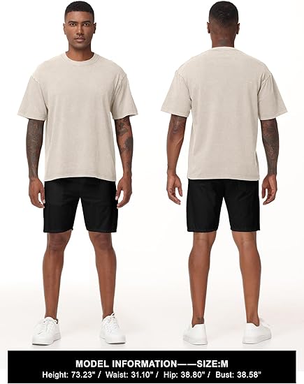 Men's Oversized T-Shirts Heavyweight Cotton Loose Fit Unisex 8pack