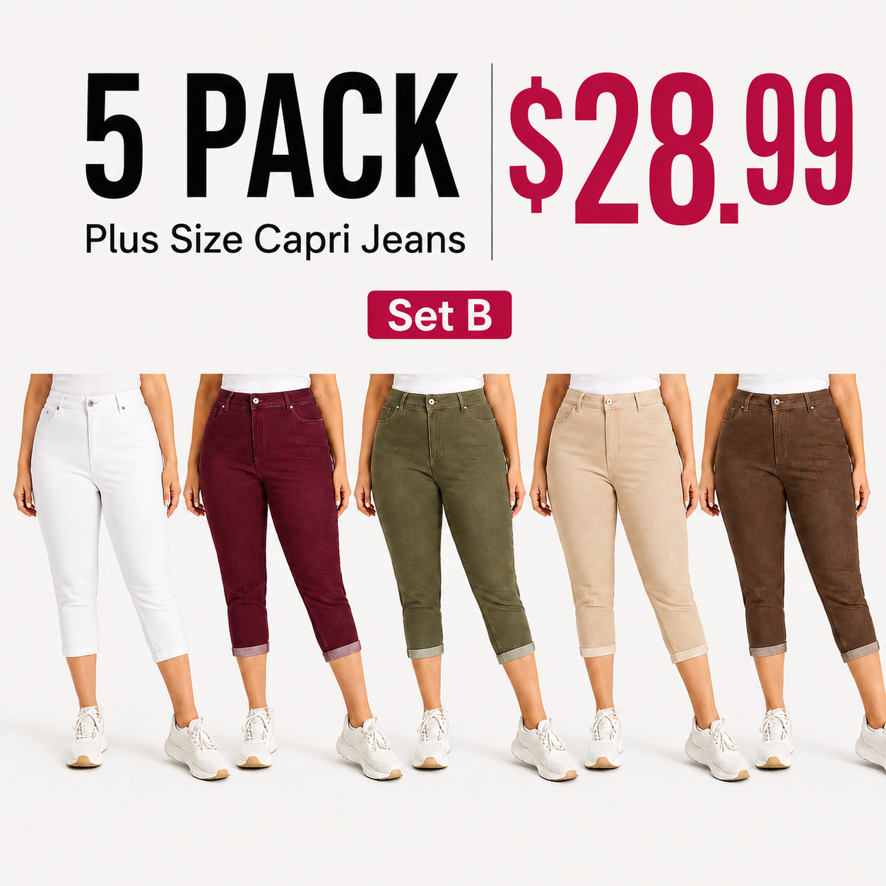 Plus Size High Waist Stretch Capri Jeans Bundle