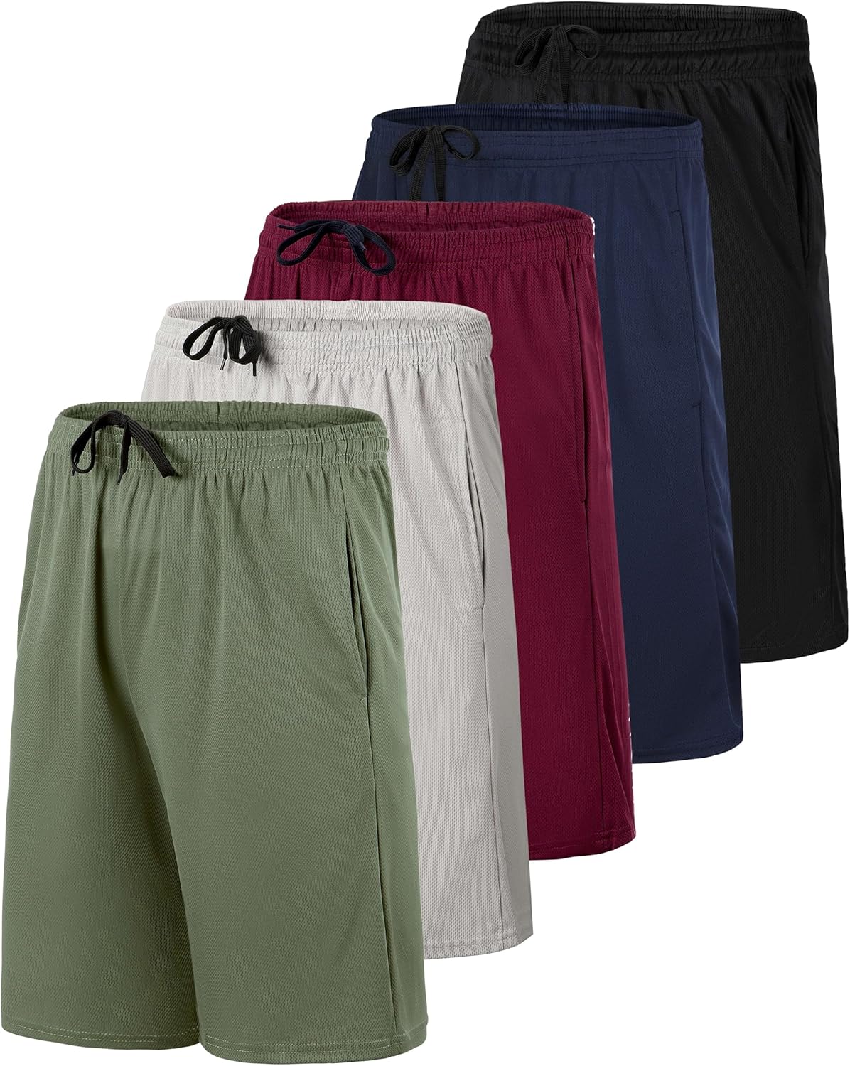 5 Pack: Men’s 9" Mesh Shorts – Athletic Gym, Workout, Basketball, Running, Casual Lounge Activewear Pockets