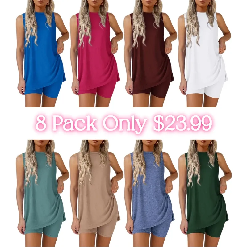 🔥Sleeveless Crewneck Women's 2 Piece Sets