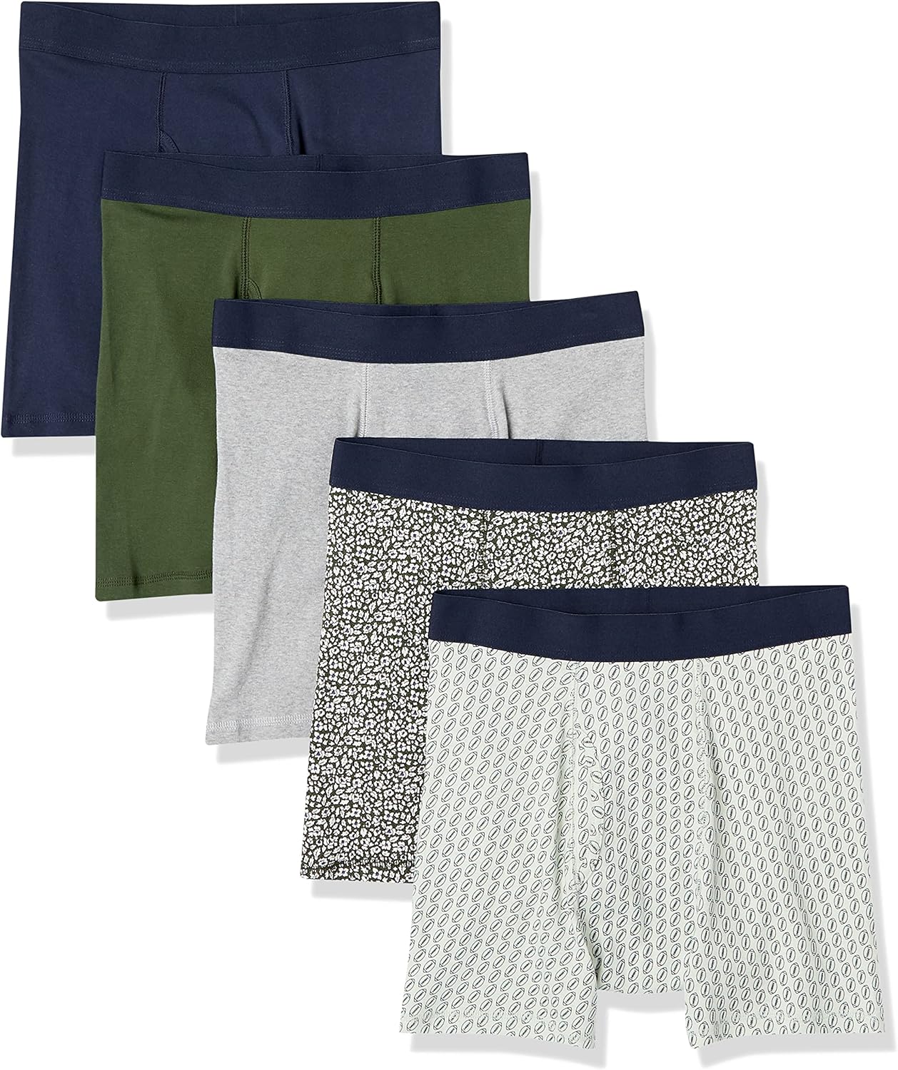Basics Mens Underwear Boxer Briefs, Comfortable Cotton, Tag-Free, Pack of 5