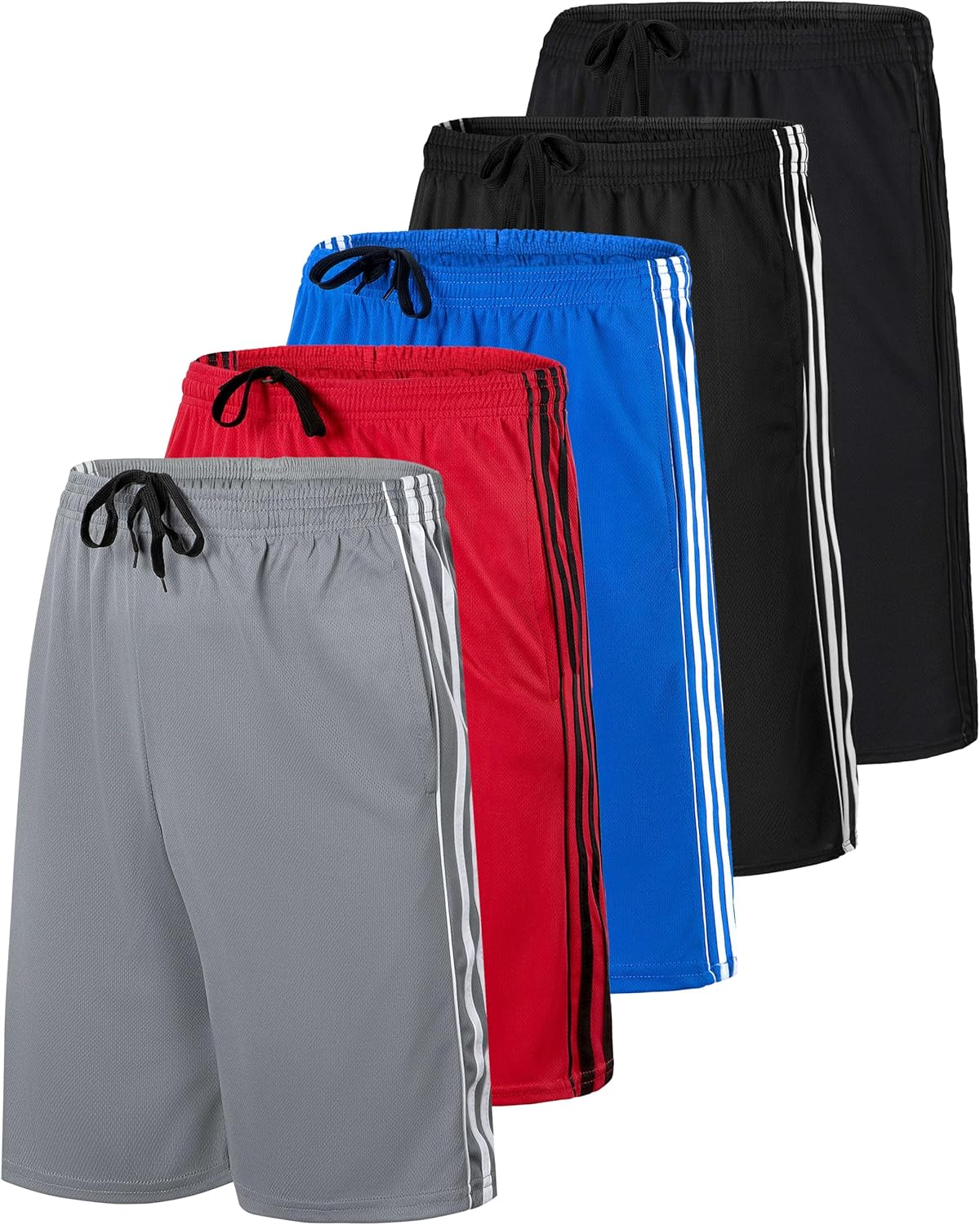 5 Pack: Men’s 9" Mesh Shorts – Athletic Gym, Workout, Basketball, Running, Casual Lounge Activewear Pockets