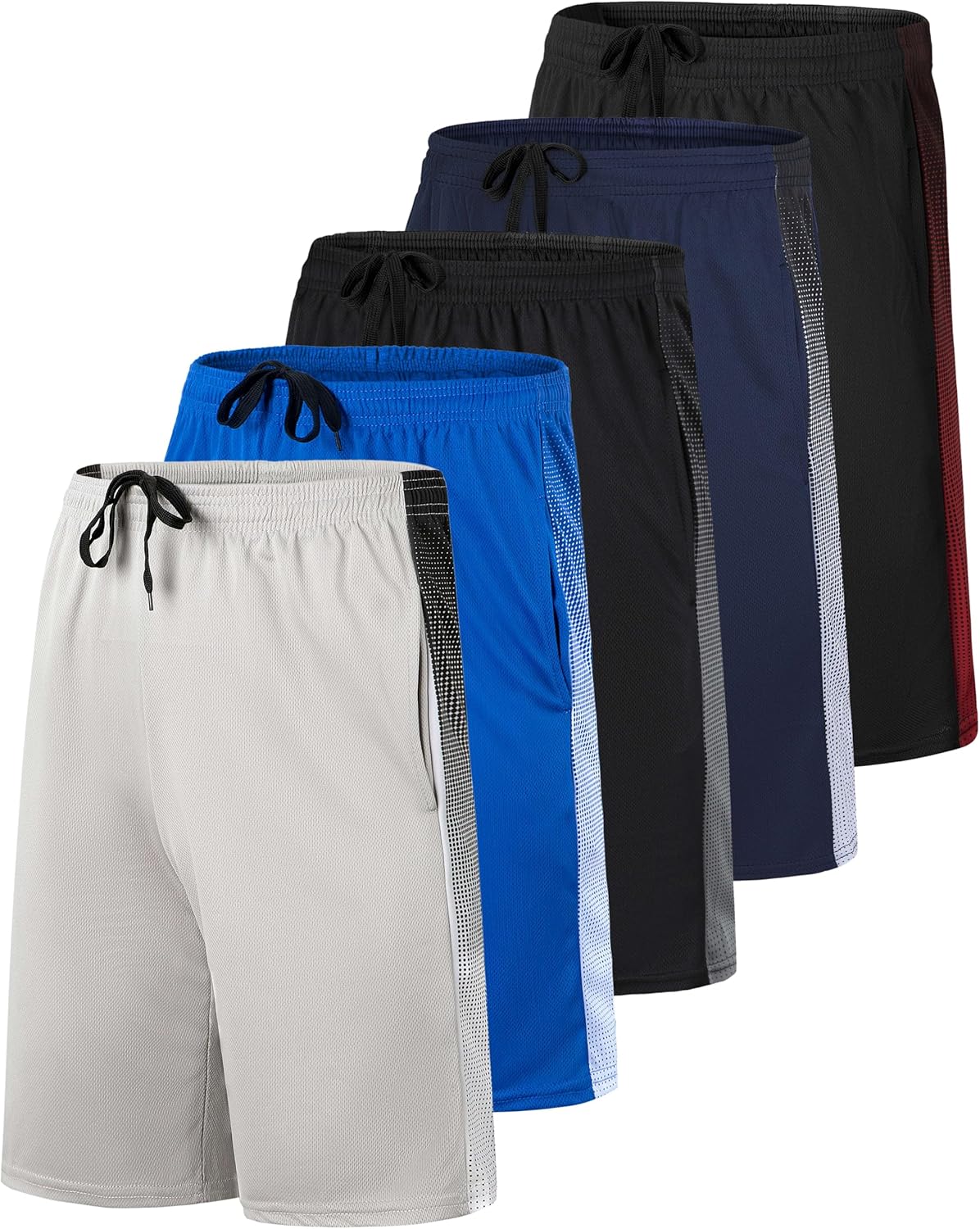 5 Pack: Men’s 9" Mesh Shorts – Athletic Gym, Workout, Basketball, Running, Casual Lounge Activewear Pockets