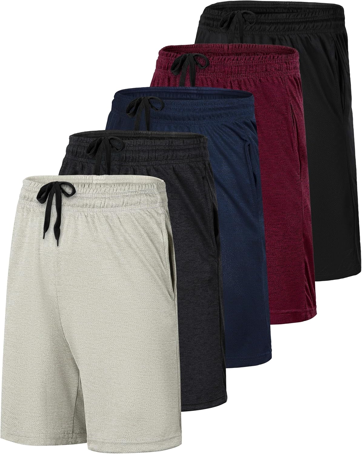 5 Pack: Men’s 9" Mesh Shorts – Athletic Gym, Workout, Basketball, Running, Casual Lounge Activewear Pockets