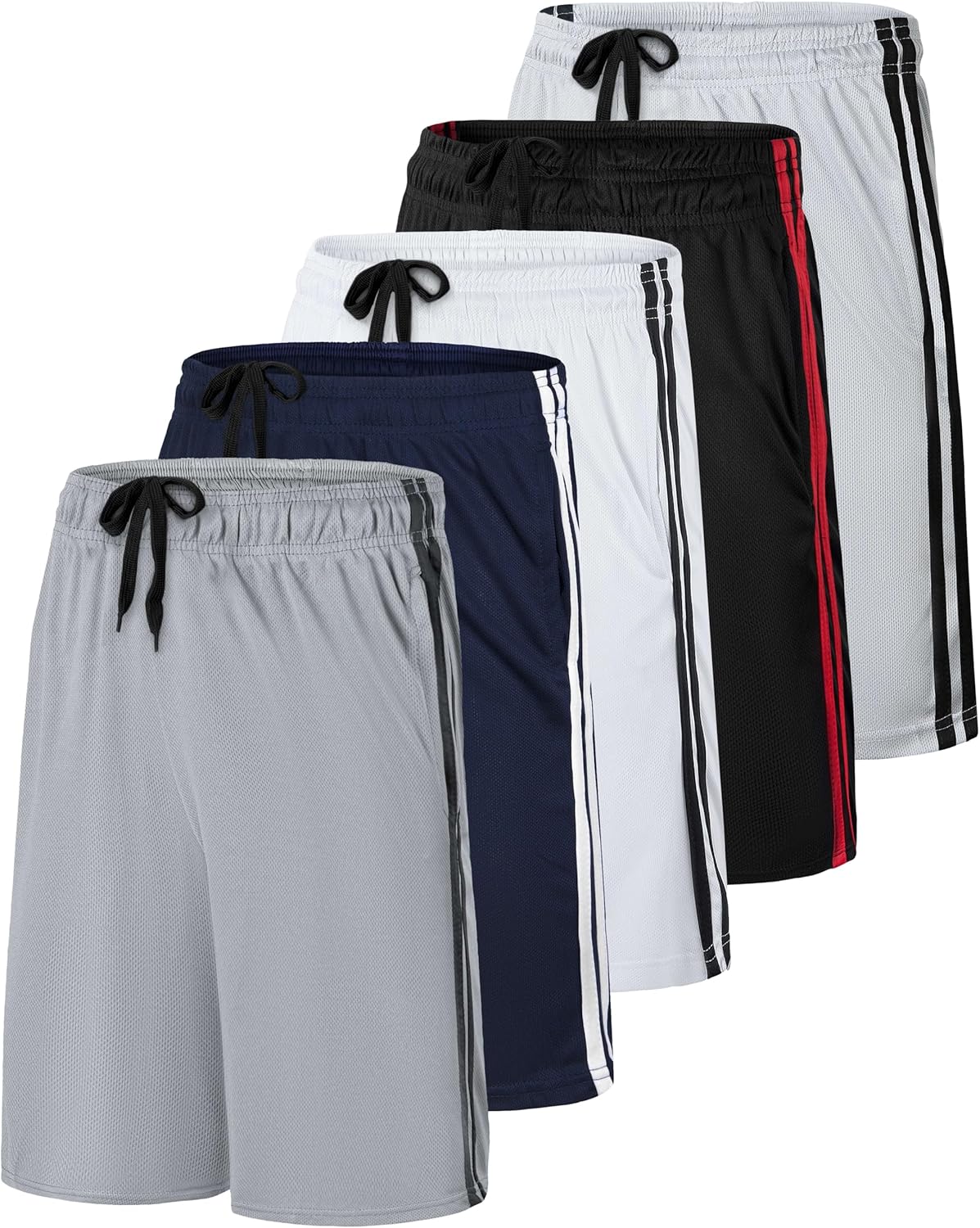 5 Pack: Men’s 9" Mesh Shorts – Athletic Gym, Workout, Basketball, Running, Casual Lounge Activewear Pockets