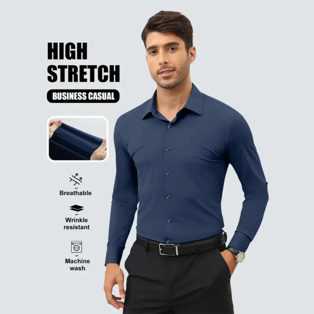 Men's 4-Way Stretch Long Sleeve Dress Shirt