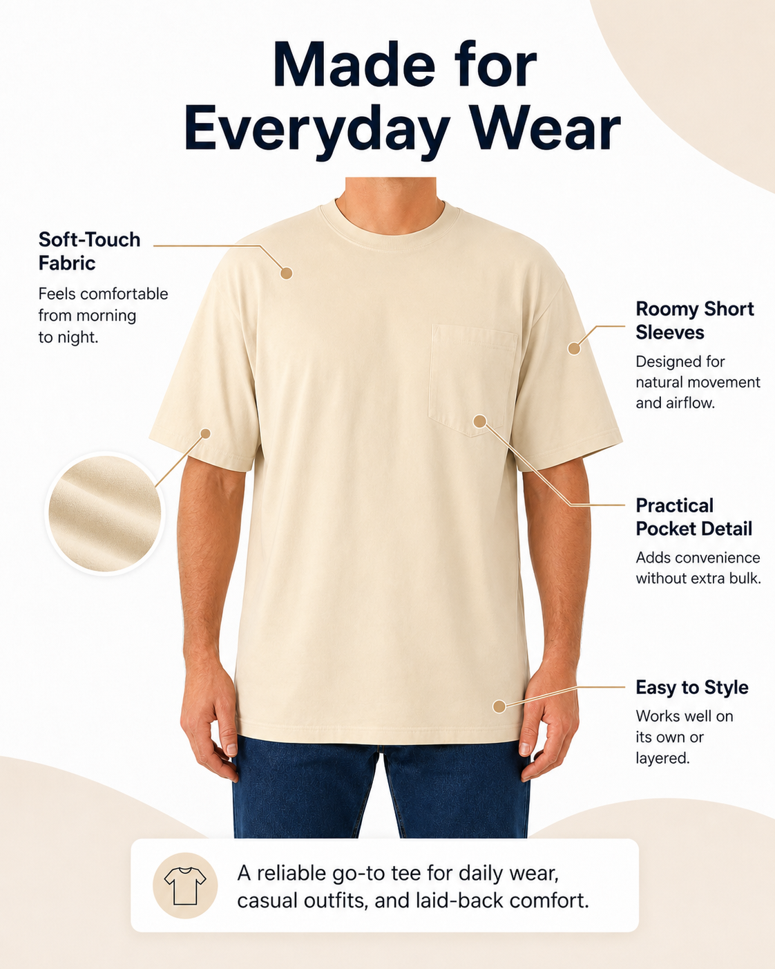 Soft-touch fabric and sleeve detail