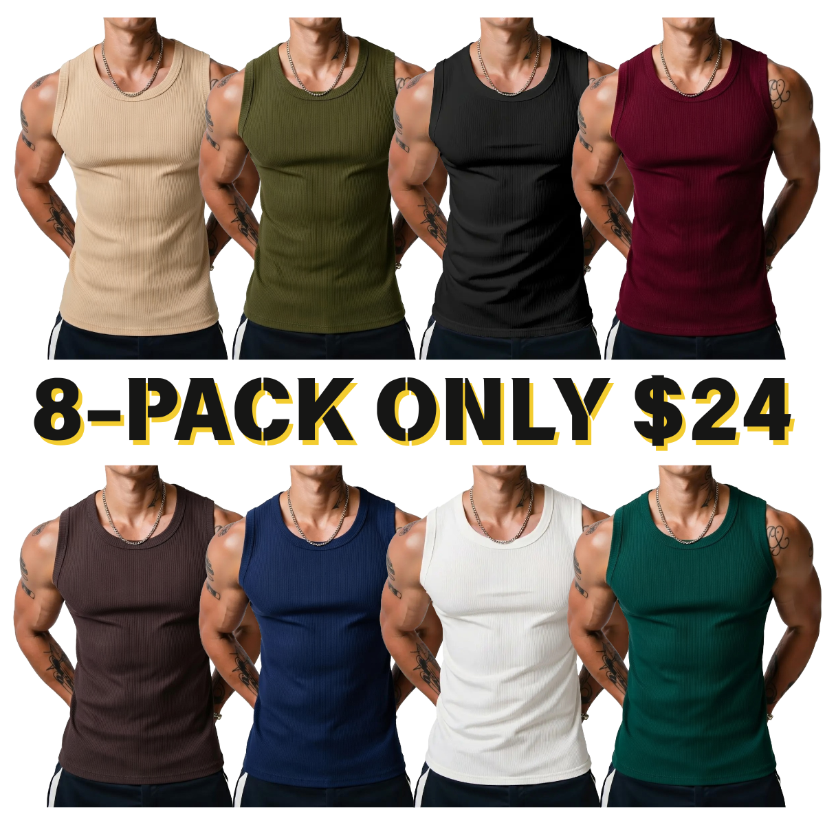 Men’s Wide Strap Ribbed Tank Top