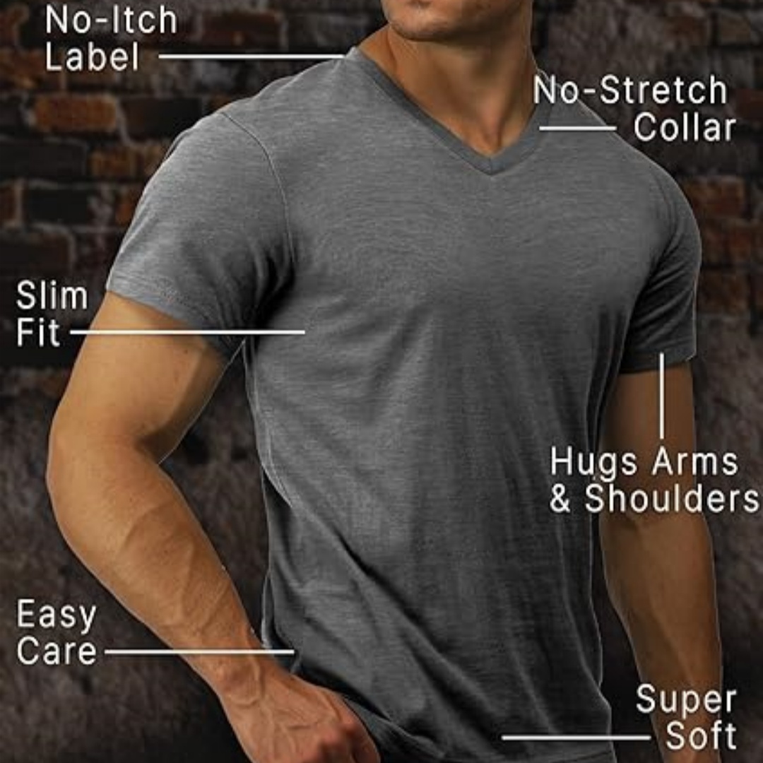 Men's Performance V-Neck Tee – Stretchy, Moisture-Wicking & Quick-Dry Comfort