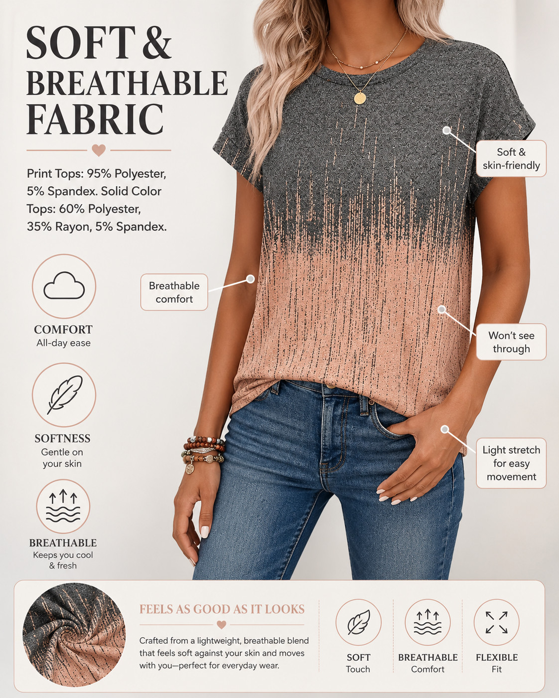 Soft breathable fabric detail