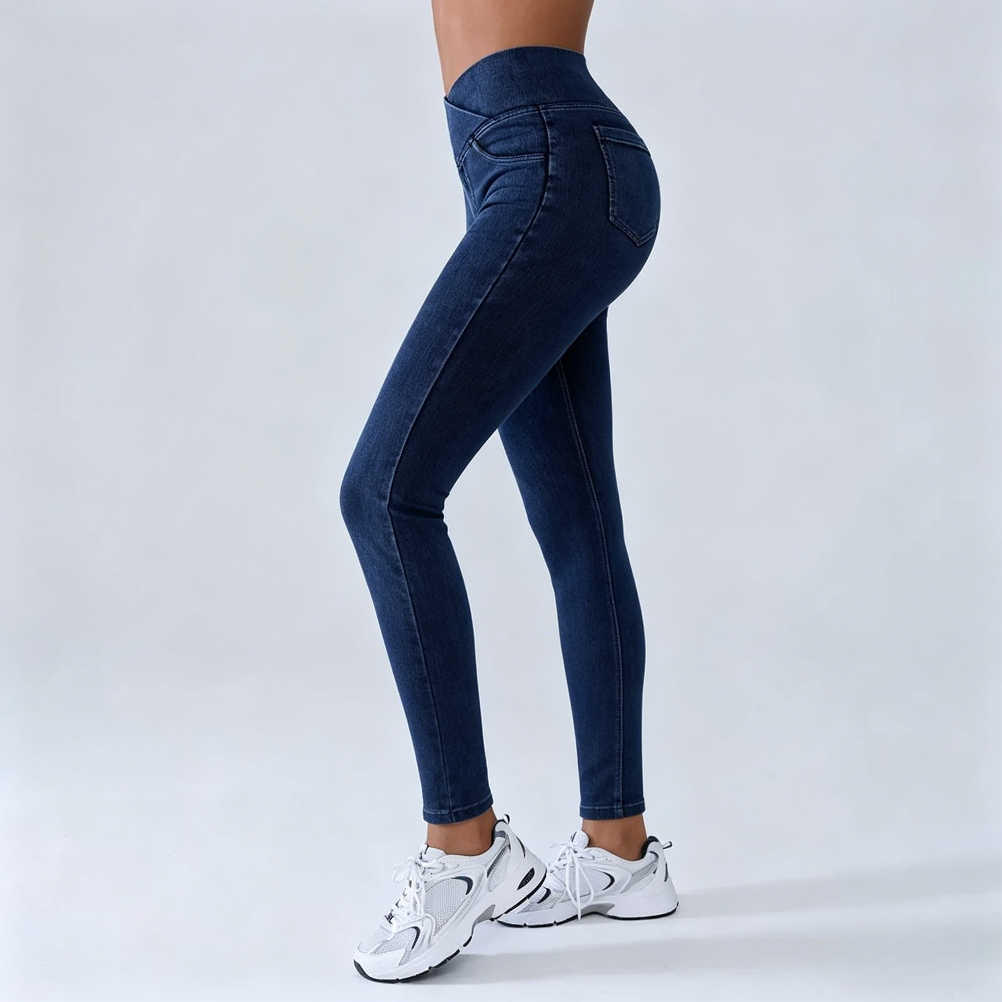 ⚡FINAL SALE⚡Women's High-Waisted Stretch Jeans with Crossover Design — Slim-Fit Flared Denim Leggings