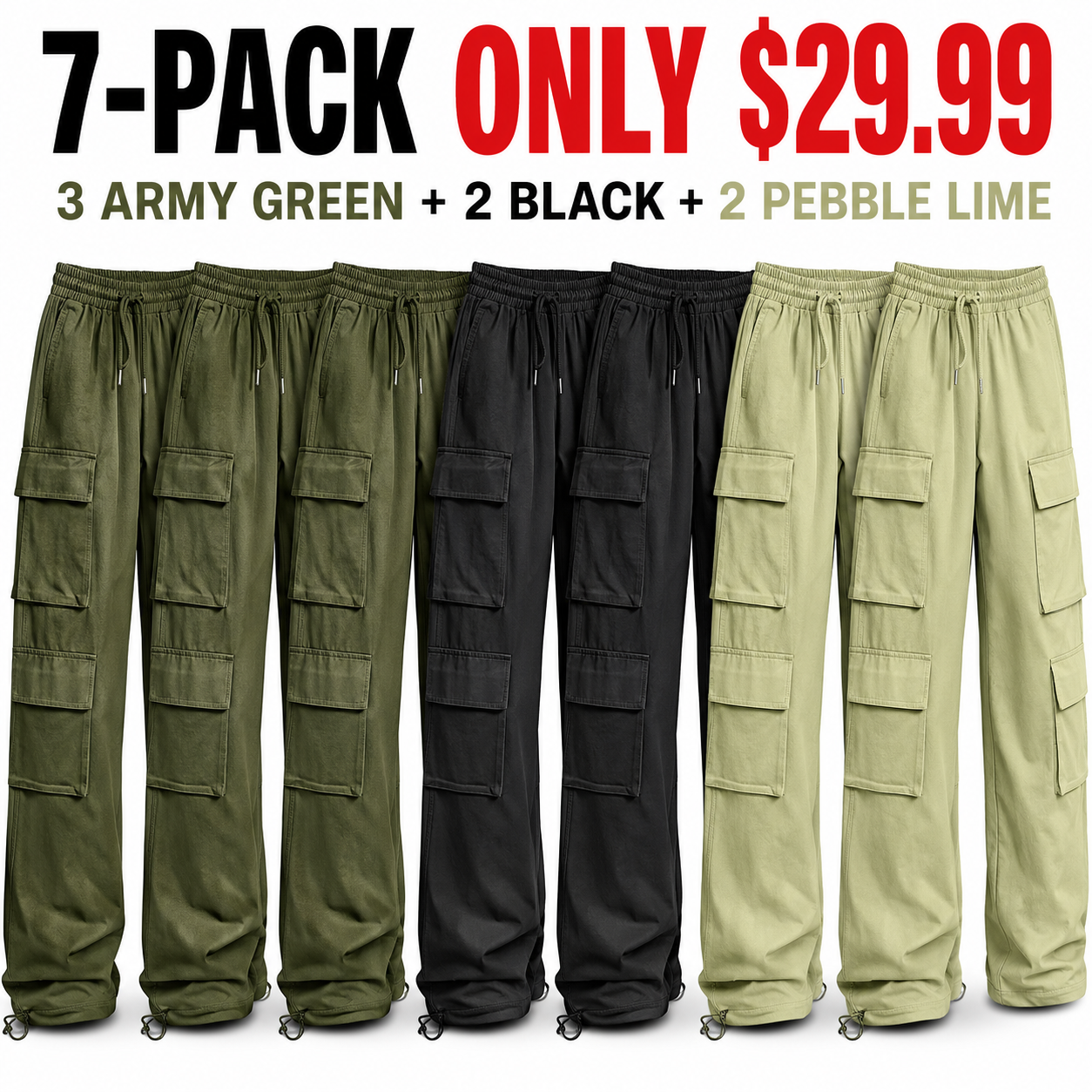 Men's Cargo Pants with Drawstring Waist - Casual Streetwear