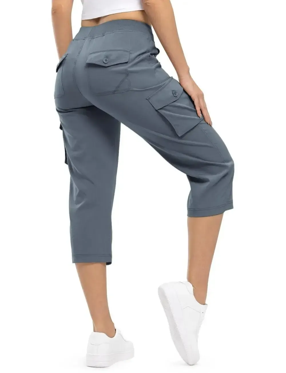 🔥Last day promotion🔥Womens Cargo Capris Lightweight Hiking Pants Shorts Cropped Cotton