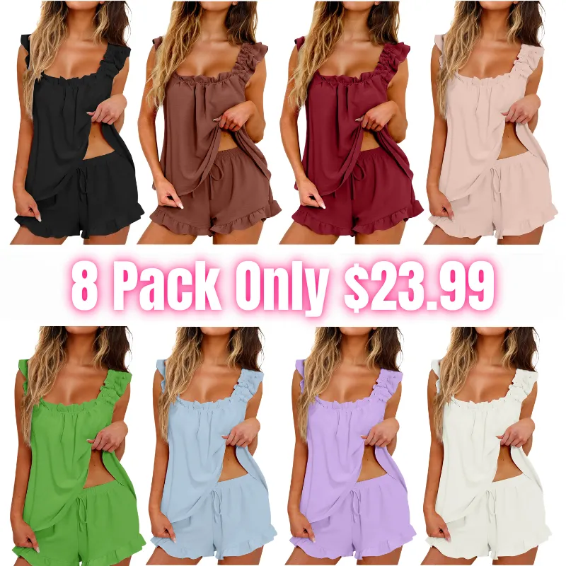 Women's 2-Piece Ruffle Pajama Set