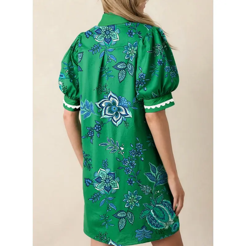Dokotoo Women's Floral Print V-Neck Mini Dress