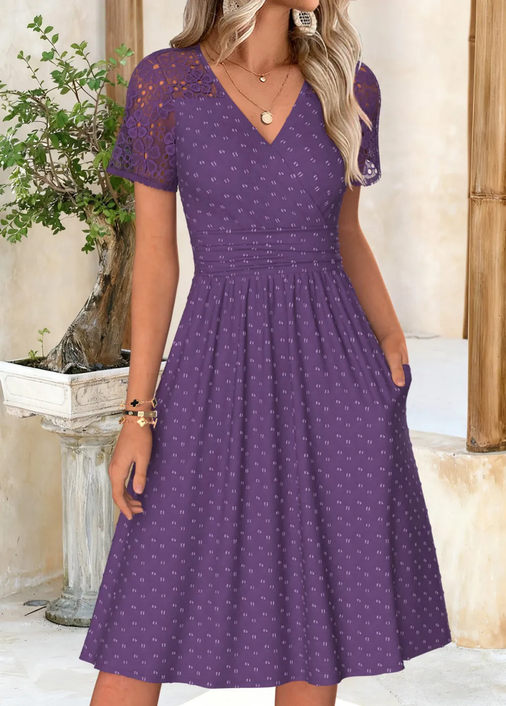 Multi Color Tummy Coverage Floral Print Short Sleeve Dress