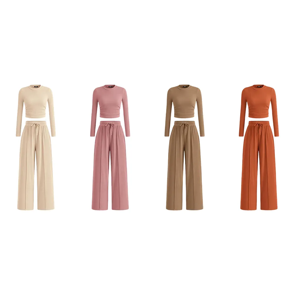 Women's  2-Piece Set – Top & Wide-Leg Pants
