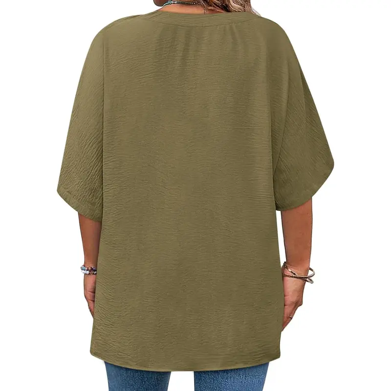 Women’s casual V-neck blouse back view