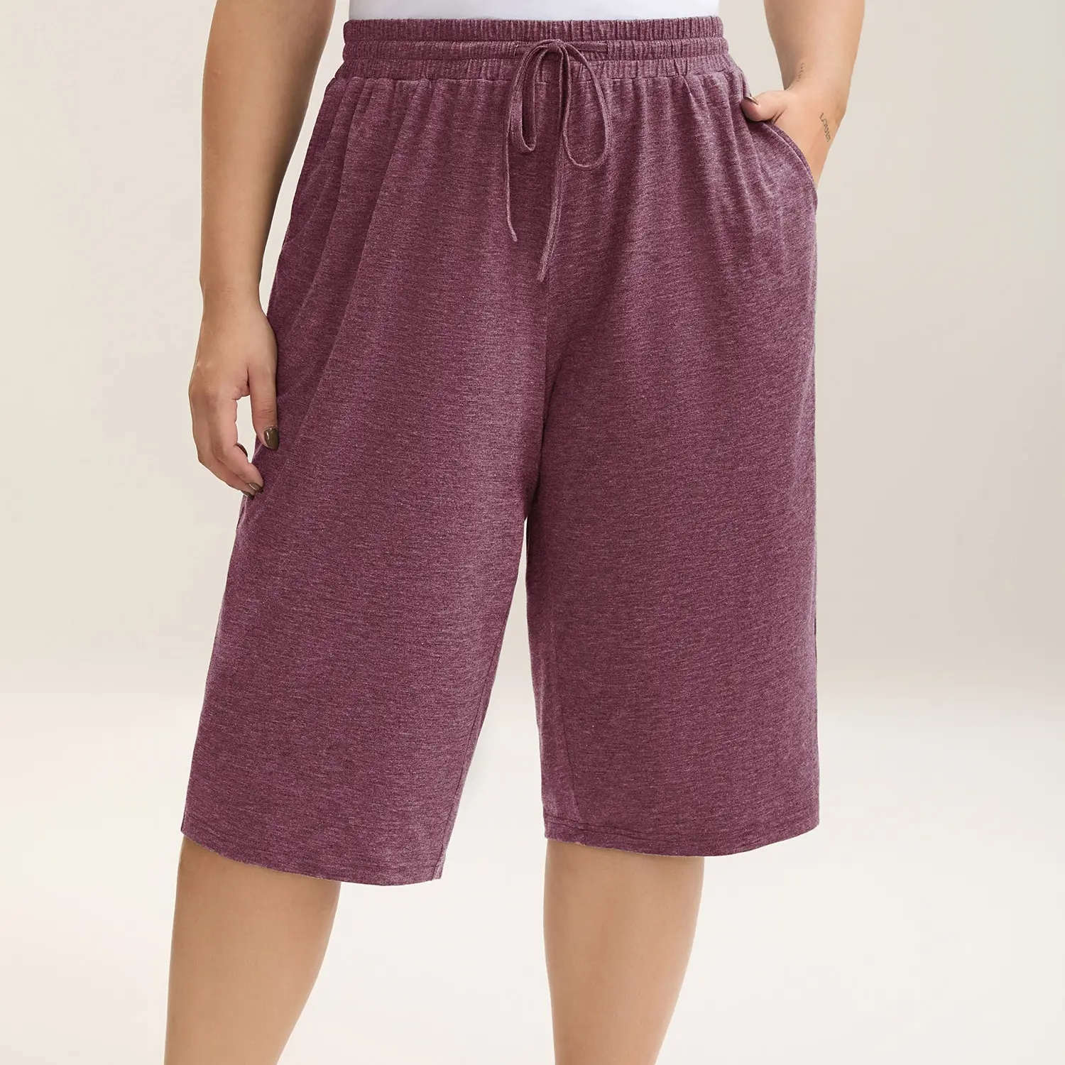 Women's Plus Size Wide-Leg Capri Lounge Baggy Pants