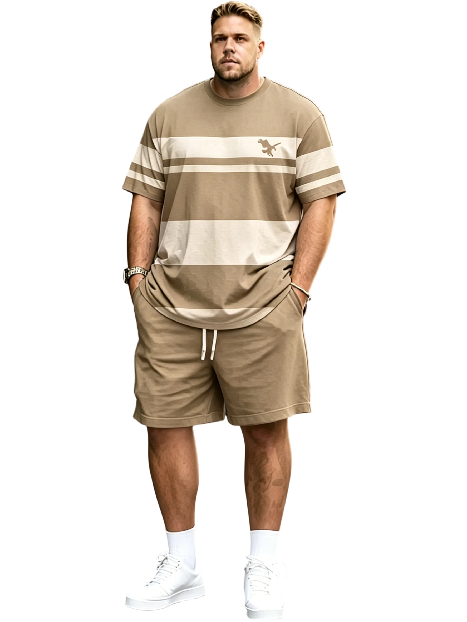 Men's Breathable 3D Print Casual Athleisure T-Shirt Shorts Set