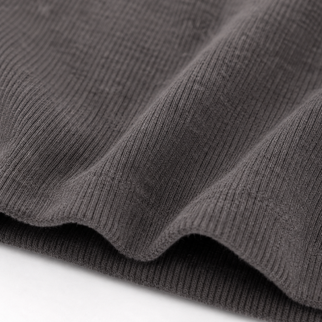 Close-up of ribbed cotton-feel knit texture
