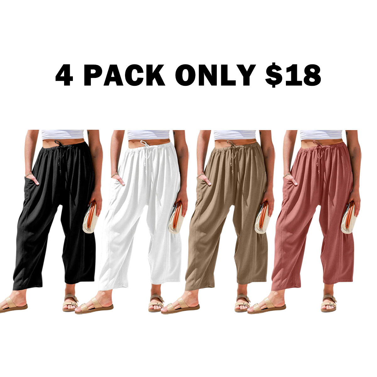 Women‘s Linen Blend Wide Leg Pants