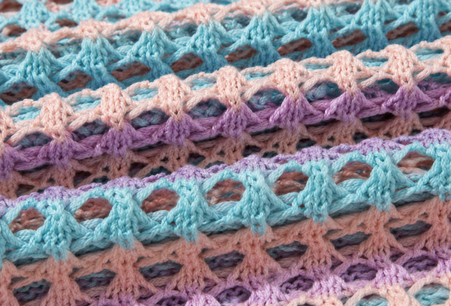 Close-up of breathable open crochet knit texture