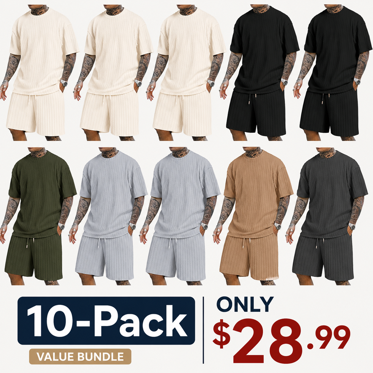 Men's Summer Casual Set - Breathable Tee & Drawstring Shorts