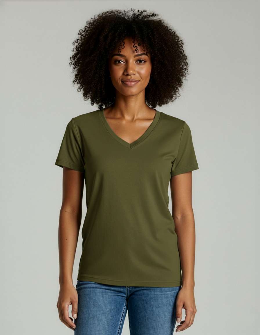 4 Pack: Women's Short-Sleeve V-Neck T-Shirt (Available in Plus Size)