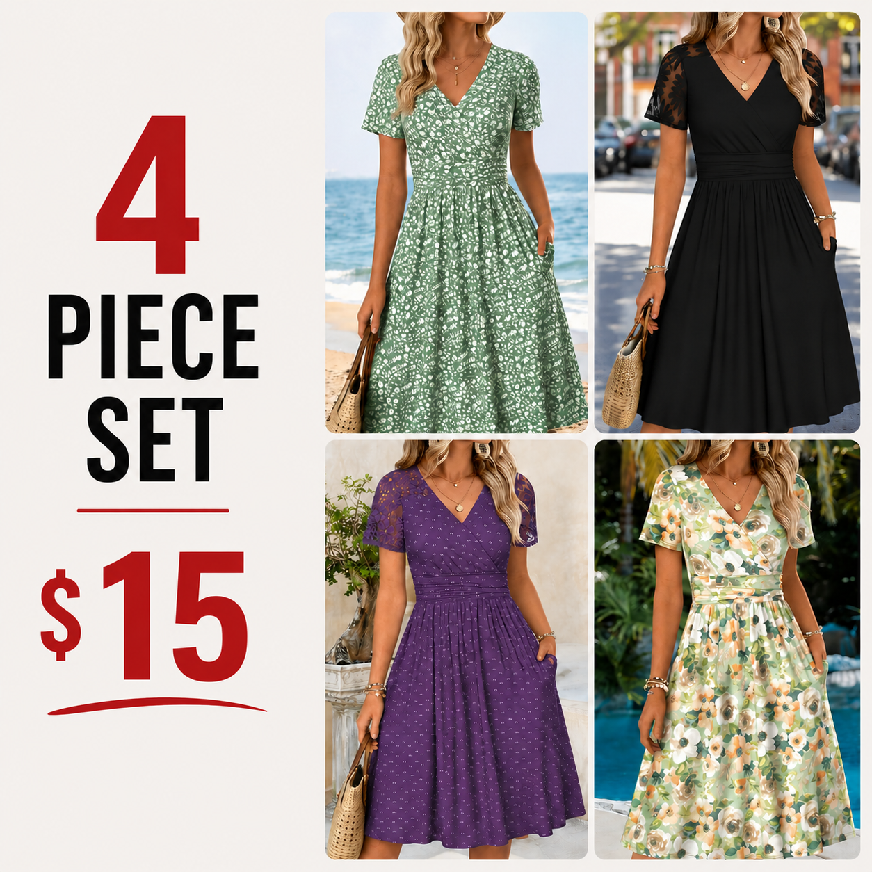 Multi Color Tummy Coverage Floral Print Short Sleeve Dress