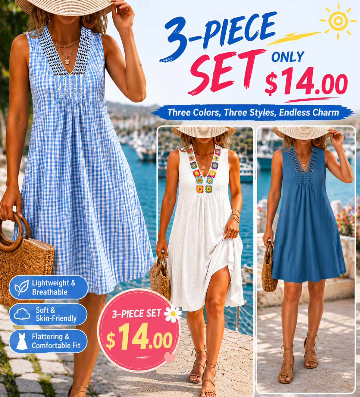 White A Line Sleeveless V Neck Dress