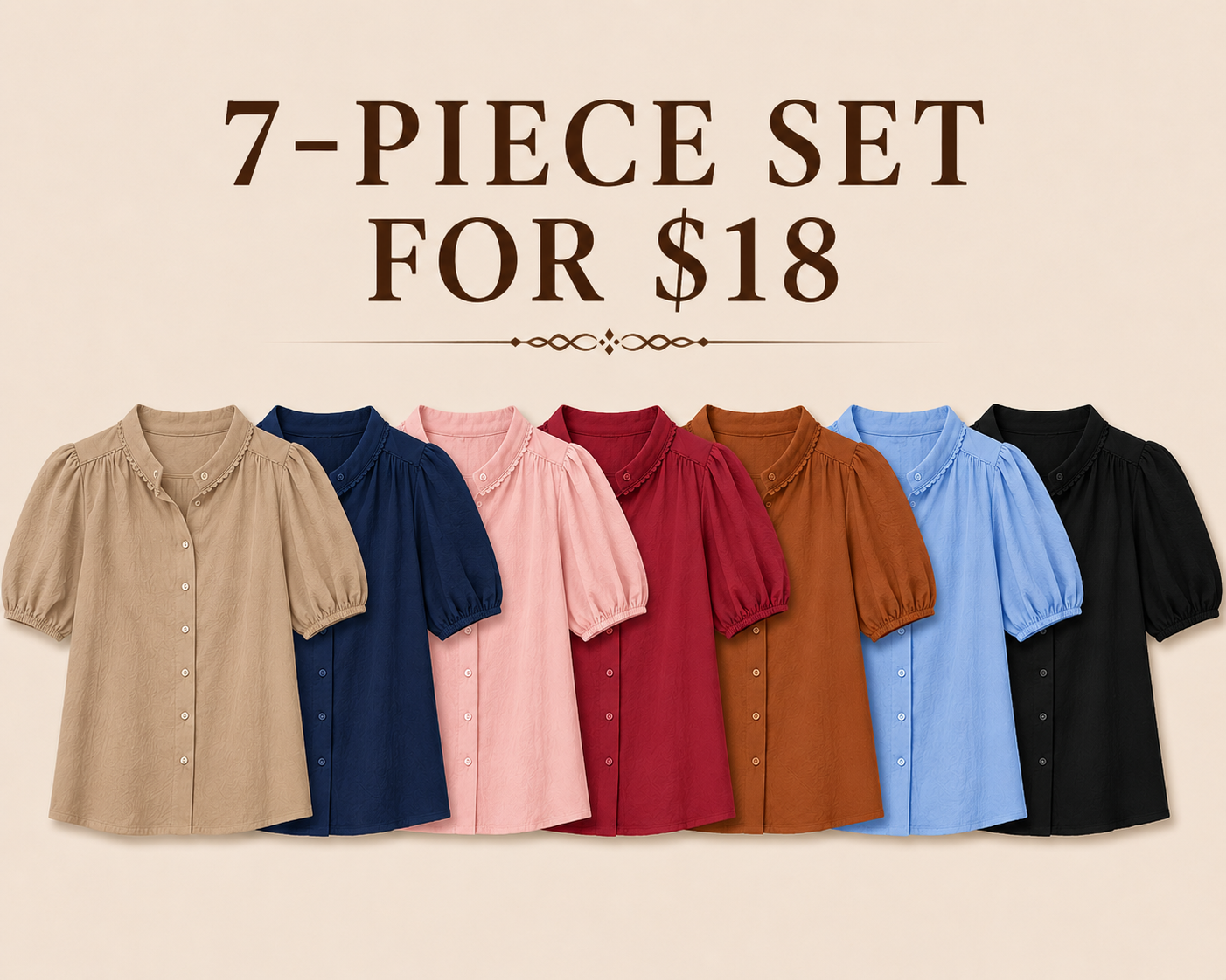 Women's SummerTops Button Down Shirts ShortLantern Sleeve V Neck Cotton CuteDressy Casual Blouses