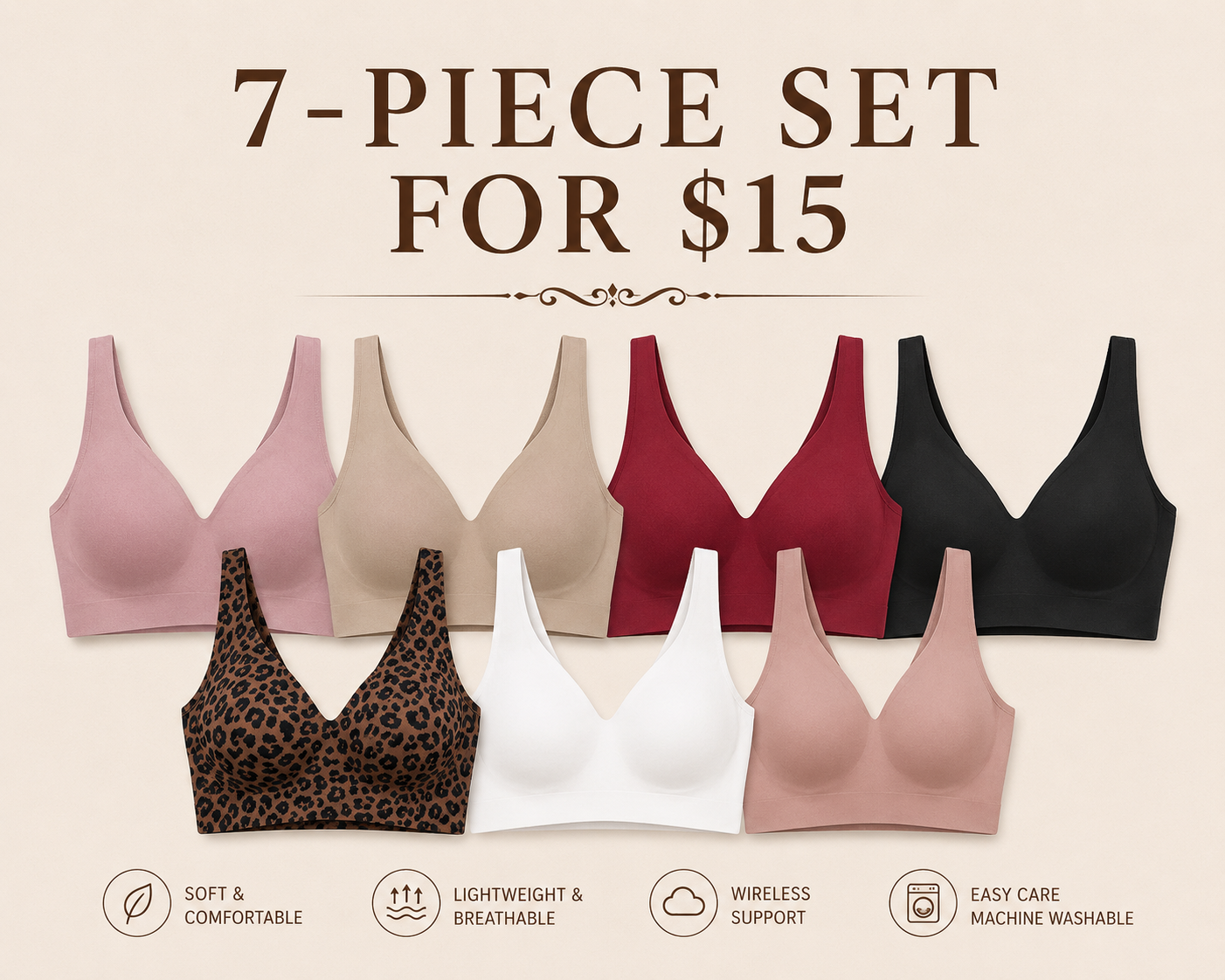 Vivid Bloom V-Neck Wireless Bra -Comfort & Lift for Women (VB)