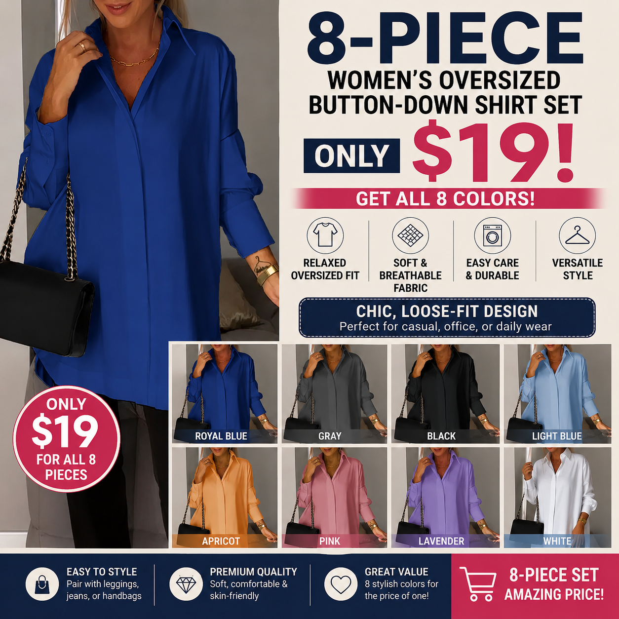 Women White Work Lapel Slit Shirt