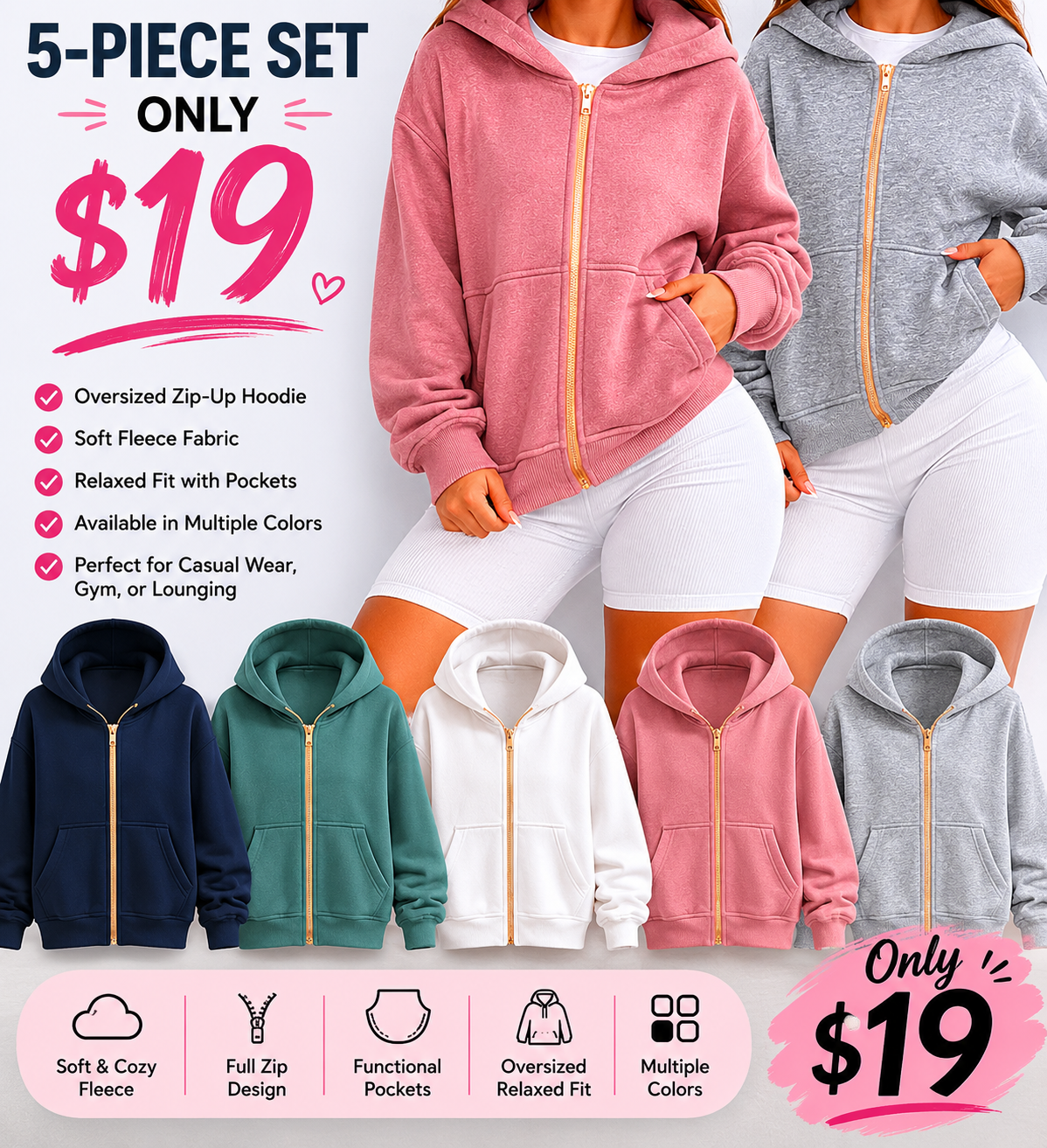Hoodies ForWomen Sweatshirt Zip Up HoodieFall Fashion Trendy Long SleeveJackets Winter Clothing Outfits