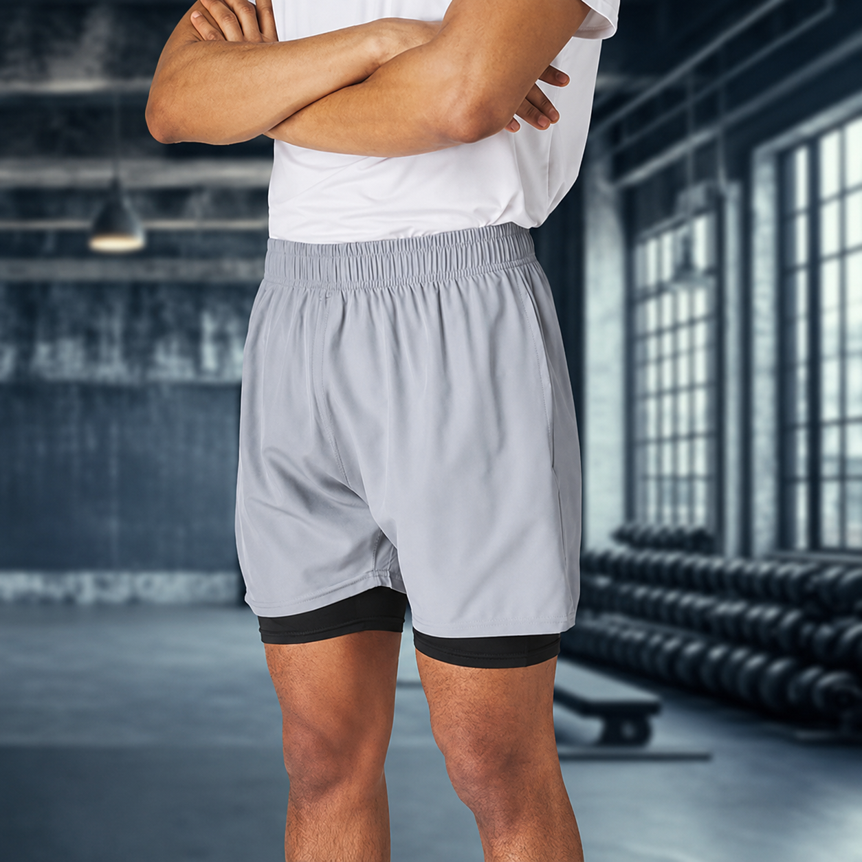 Ultra Performance Men's Athletic 2 in 1 Compression Shorts 6 Pack Mens Gym Workout Running Short's for Men, 5 Inch Inseam
