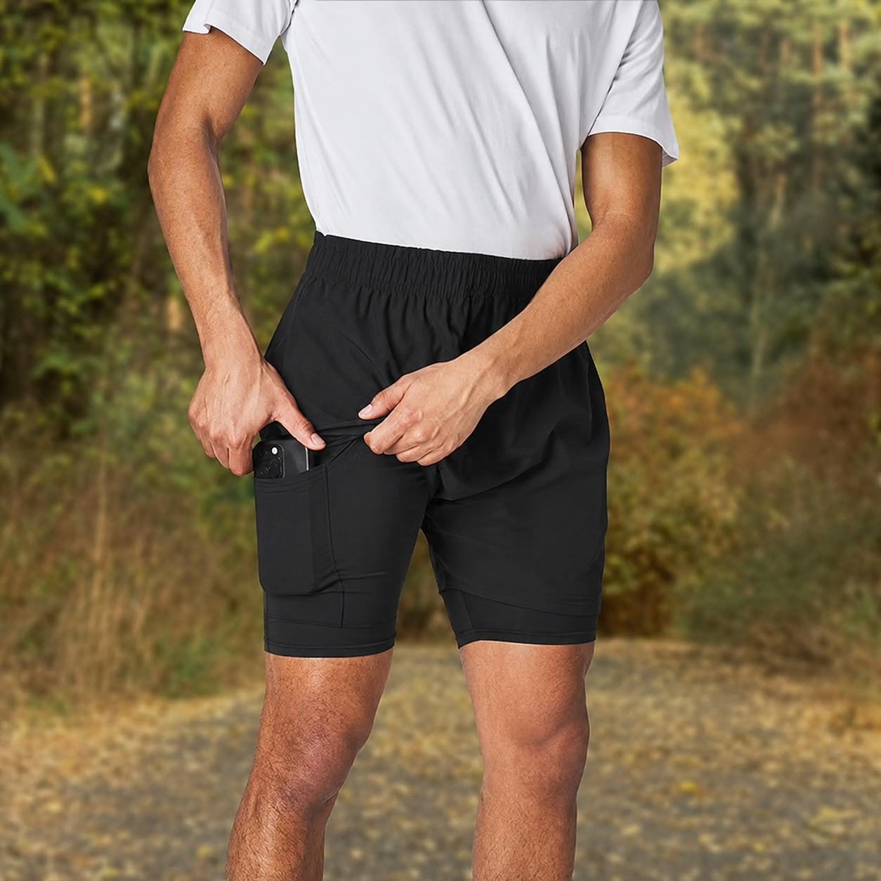 Ultra Performance Men's Athletic 2 in 1 Compression Shorts 6 Pack Mens Gym Workout Running Short's for Men, 5 Inch Inseam