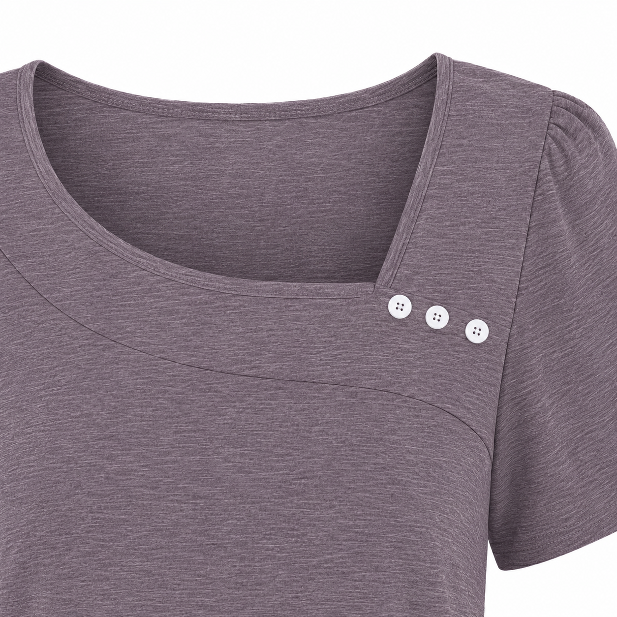 Women's Summer T-Shirt / Short-Sleeve Square-Neck Top