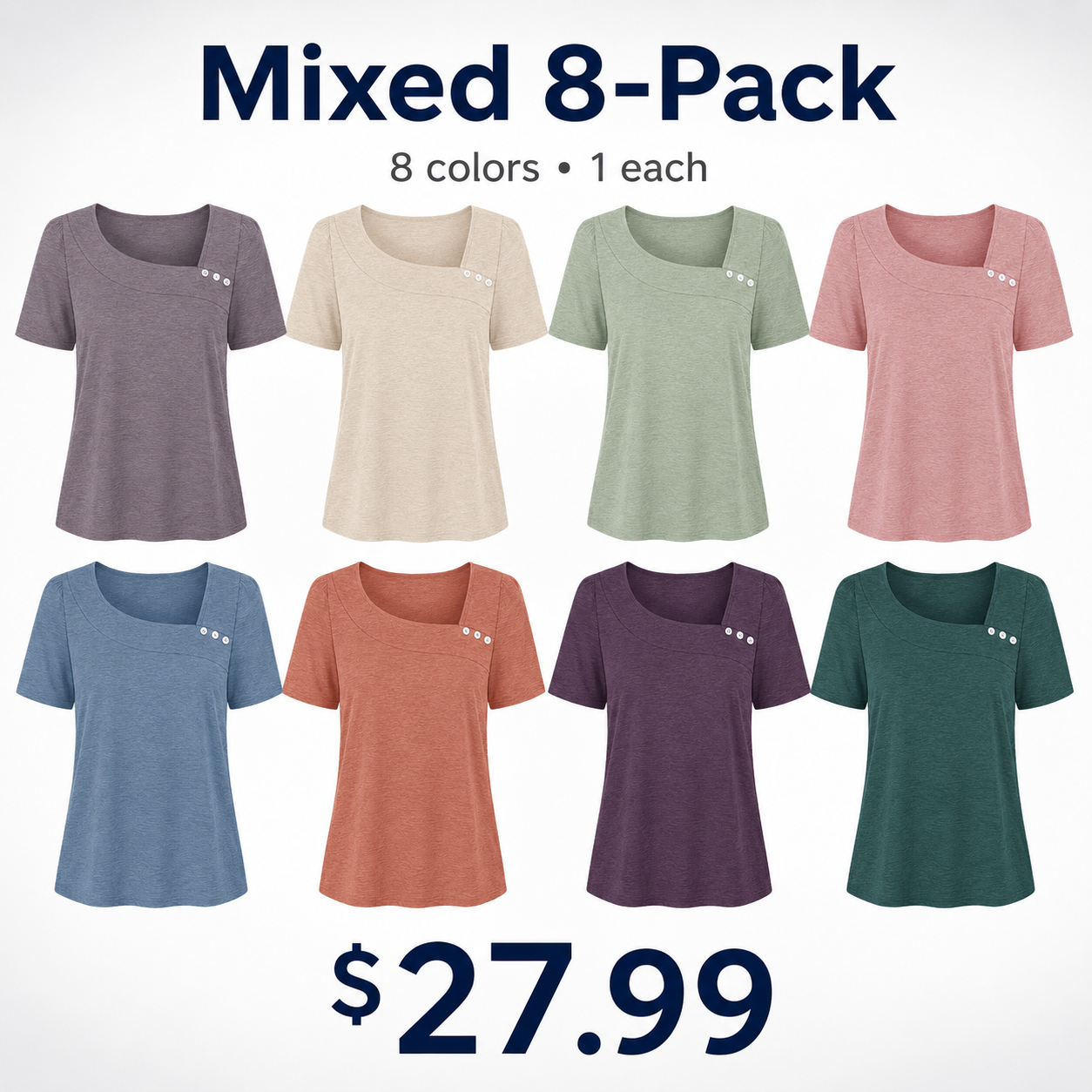 Women's Summer T-Shirt / Short-Sleeve Square-Neck Top