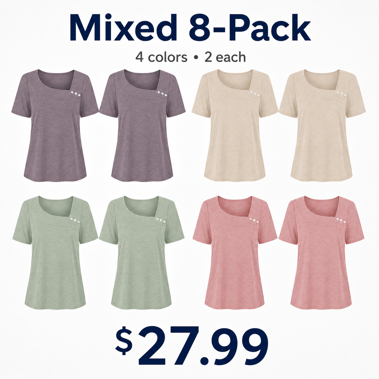 Women's Summer T-Shirt / Short-Sleeve Square-Neck Top
