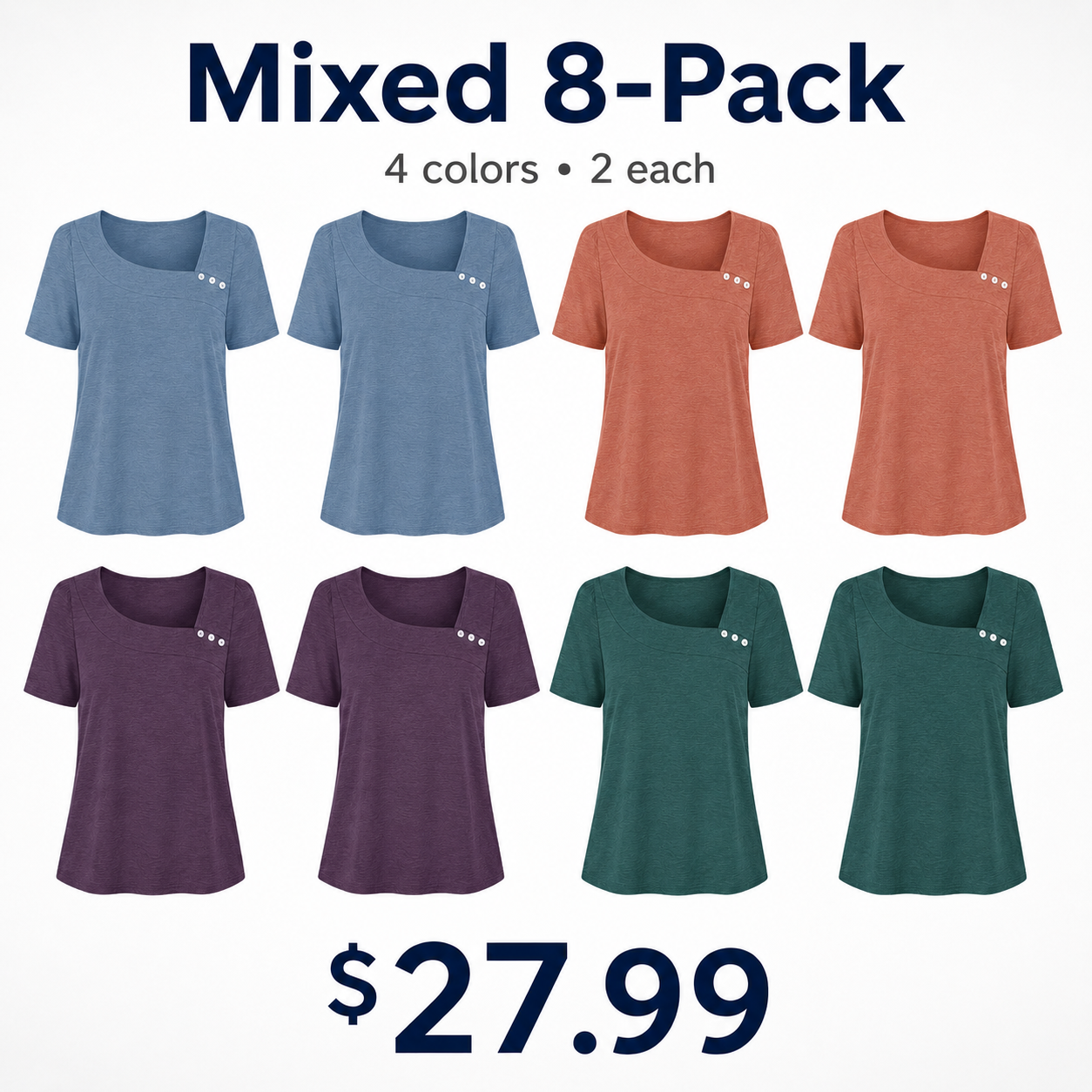 Women's Summer T-Shirt / Short-Sleeve Square-Neck Top