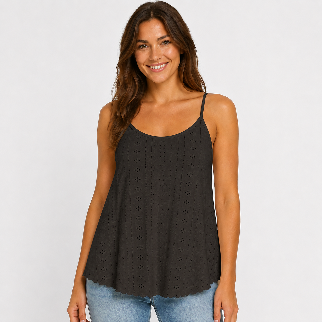 Women's Cute Sleeveless Top – Spaghetti Straps, Round Neck, Loose Fit