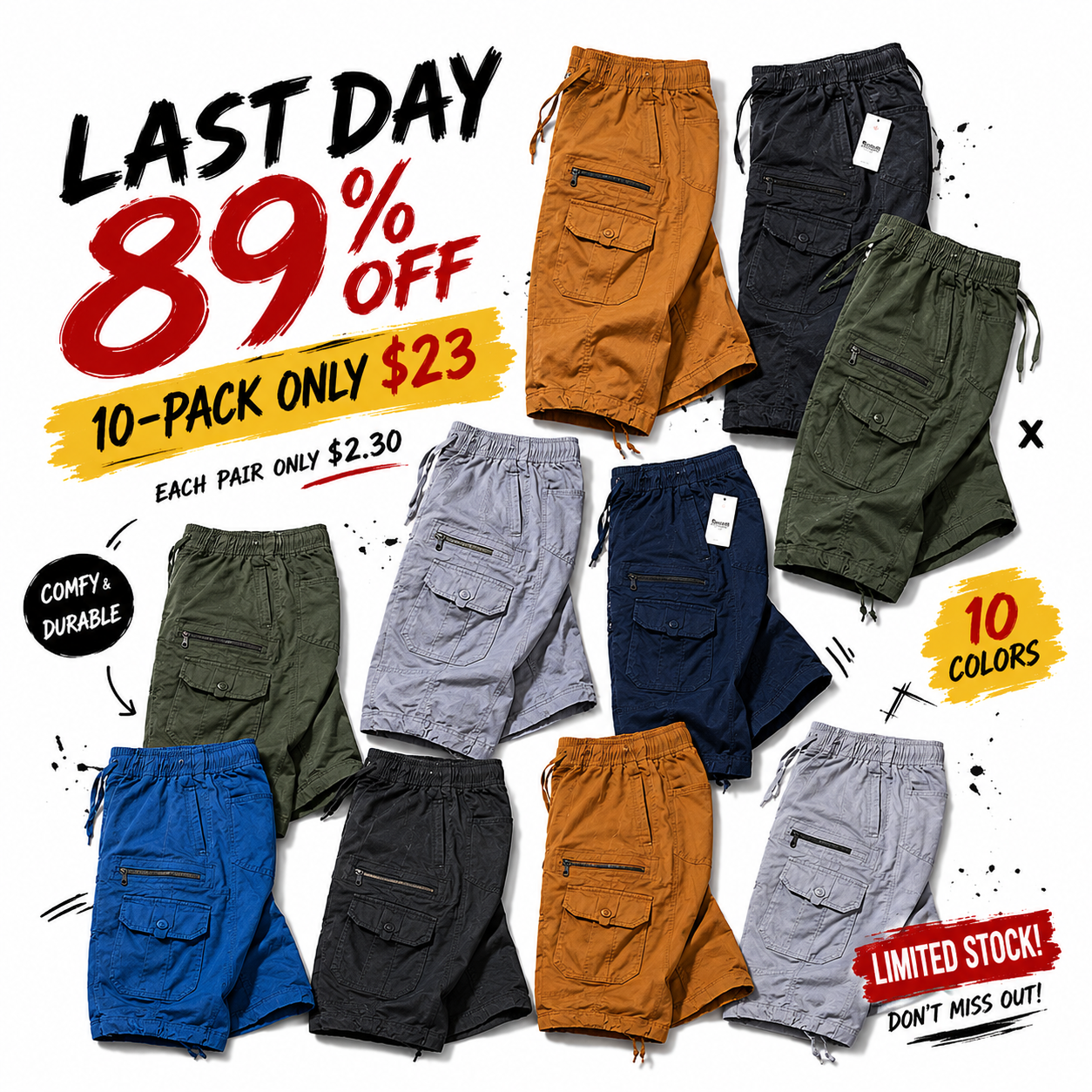 🔥 Men's Multi-Pocket Cargo Capri Shorts