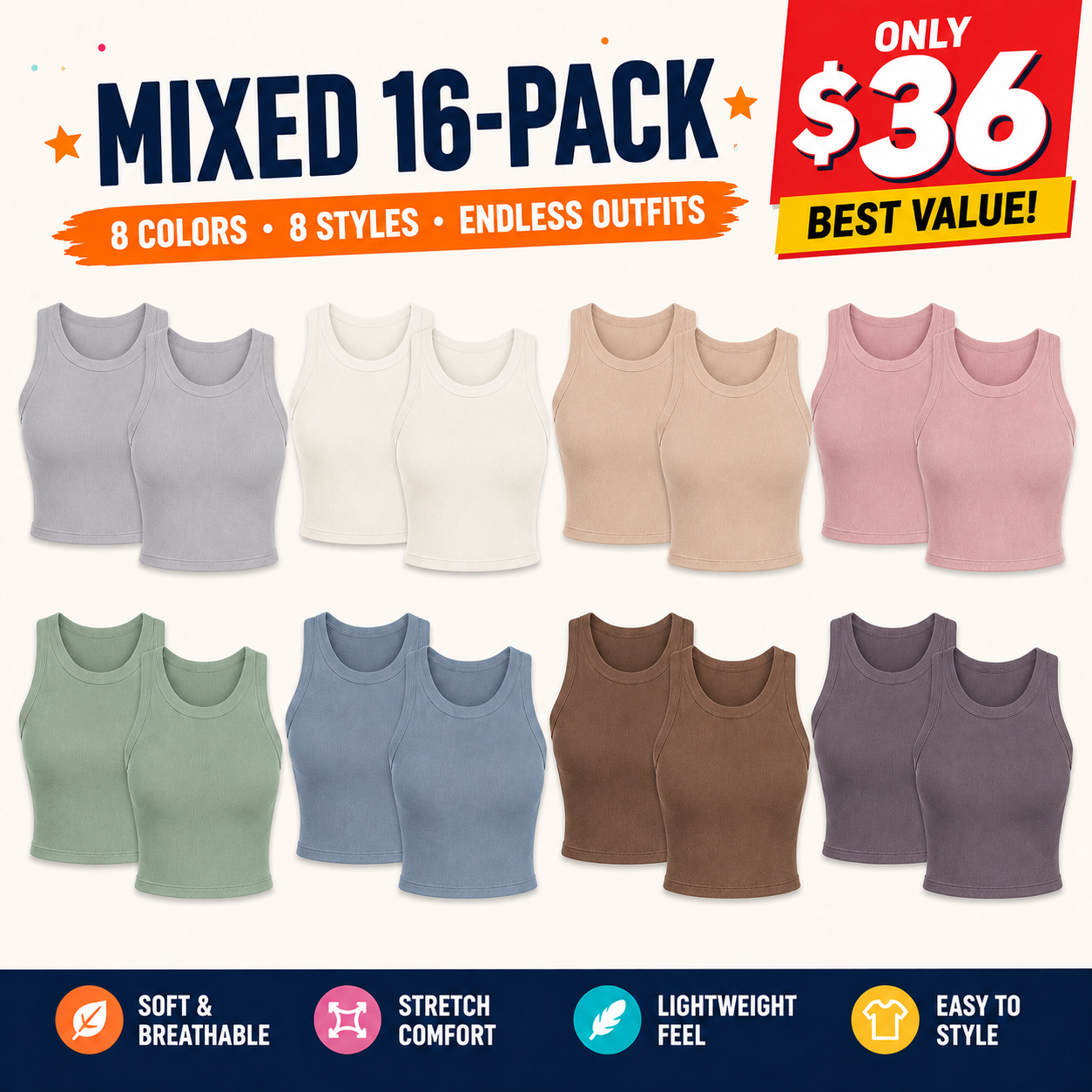Women's sleeveless tank top with built-in bra; casual, ribbed, slim-fit style featuring a crisscross open back.
