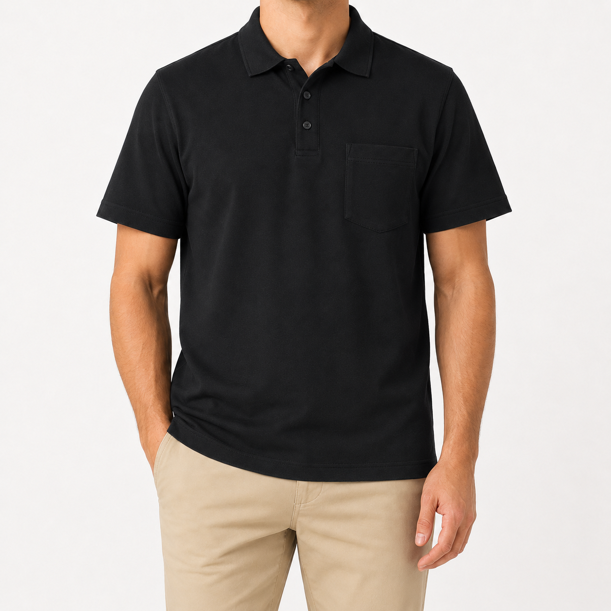 Workwear Black men's pocket polo